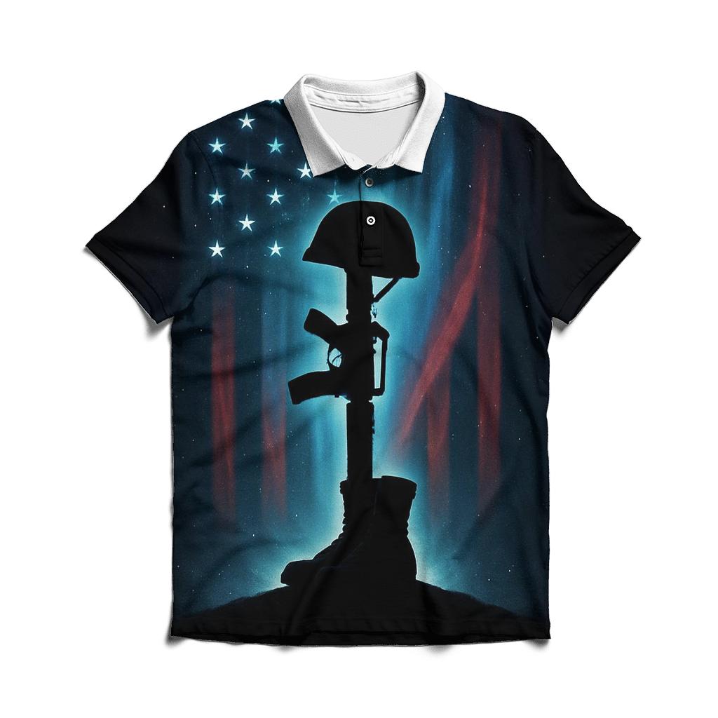 Stars Over The Battlefield Cross stylish collar polo tees