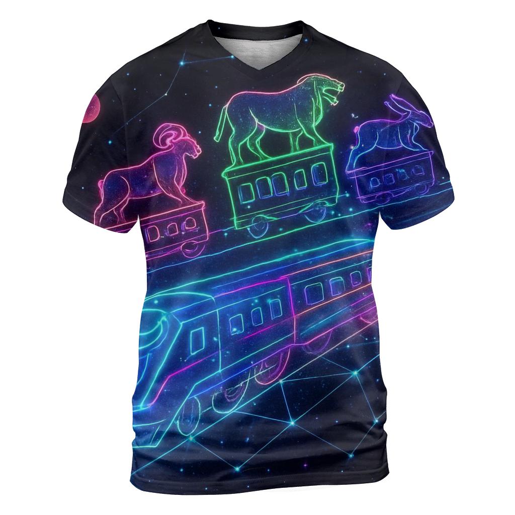 Neon Zodiac Constellation Train statement graphic shirts