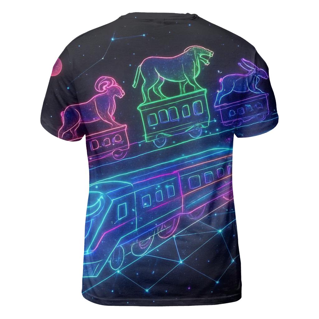 Neon Zodiac Constellation Train statement graphic shirts