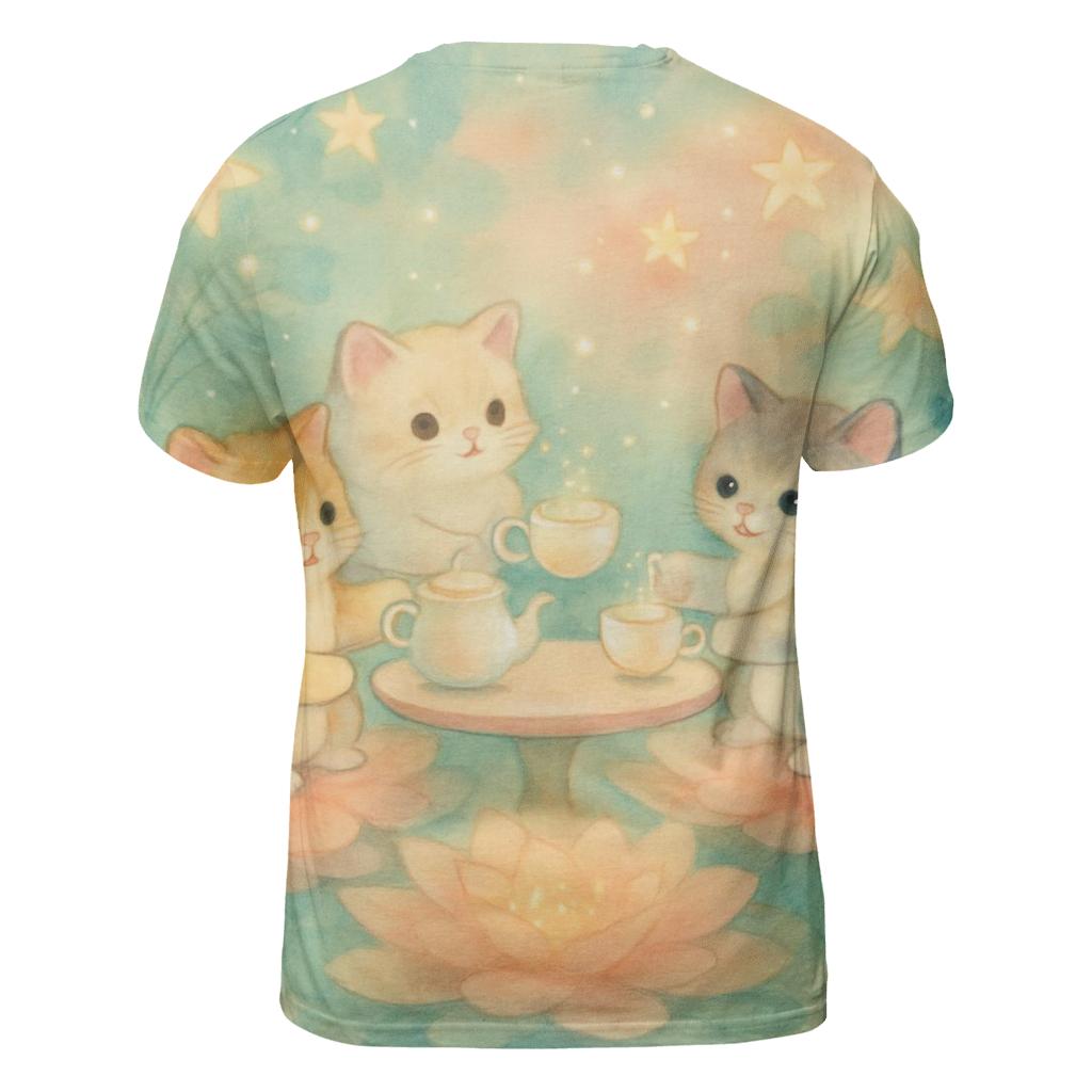 Stargarden Tea Party Kittens creative print fashion shirts