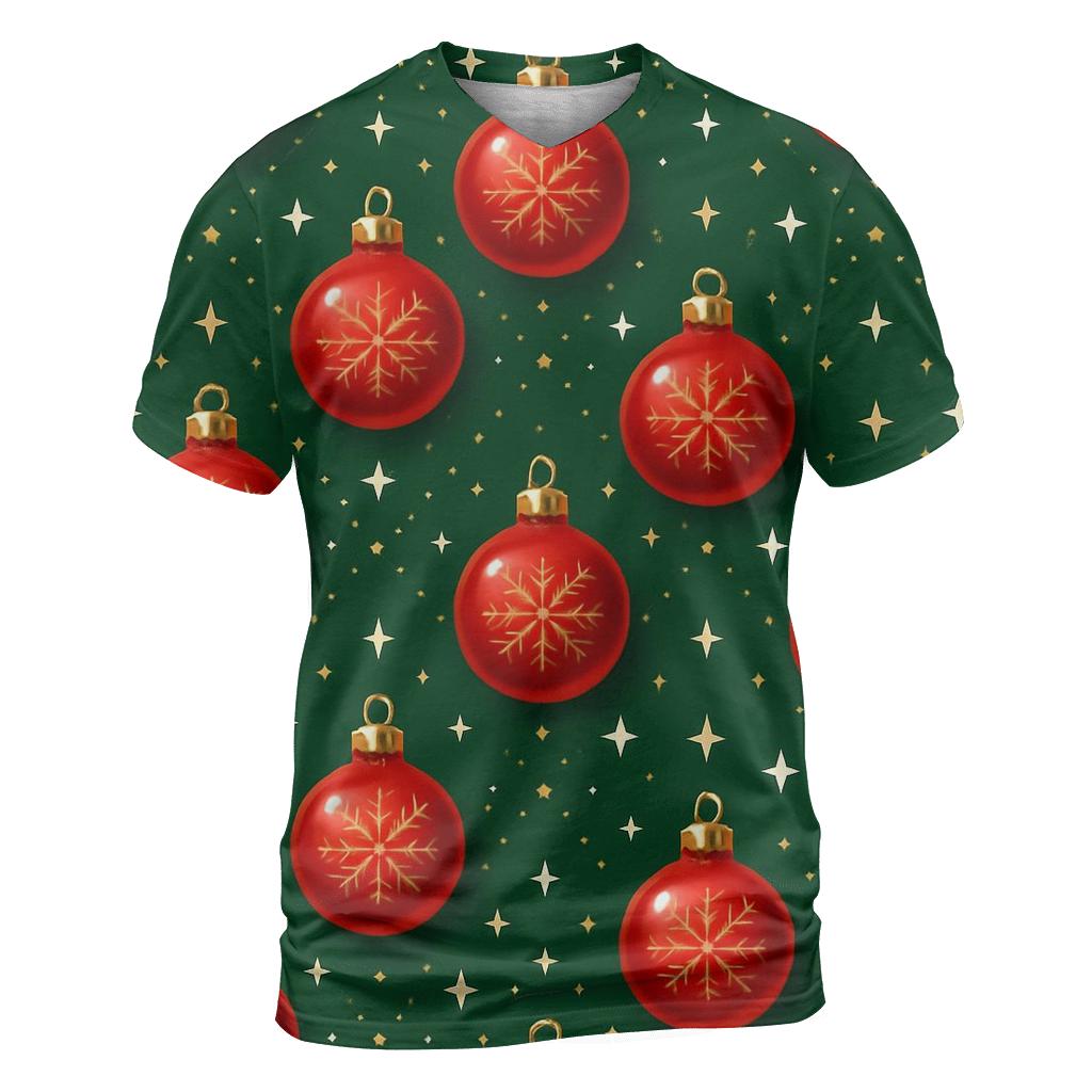 Crimson Christmas Ornament Lattice artistic all-over print tops