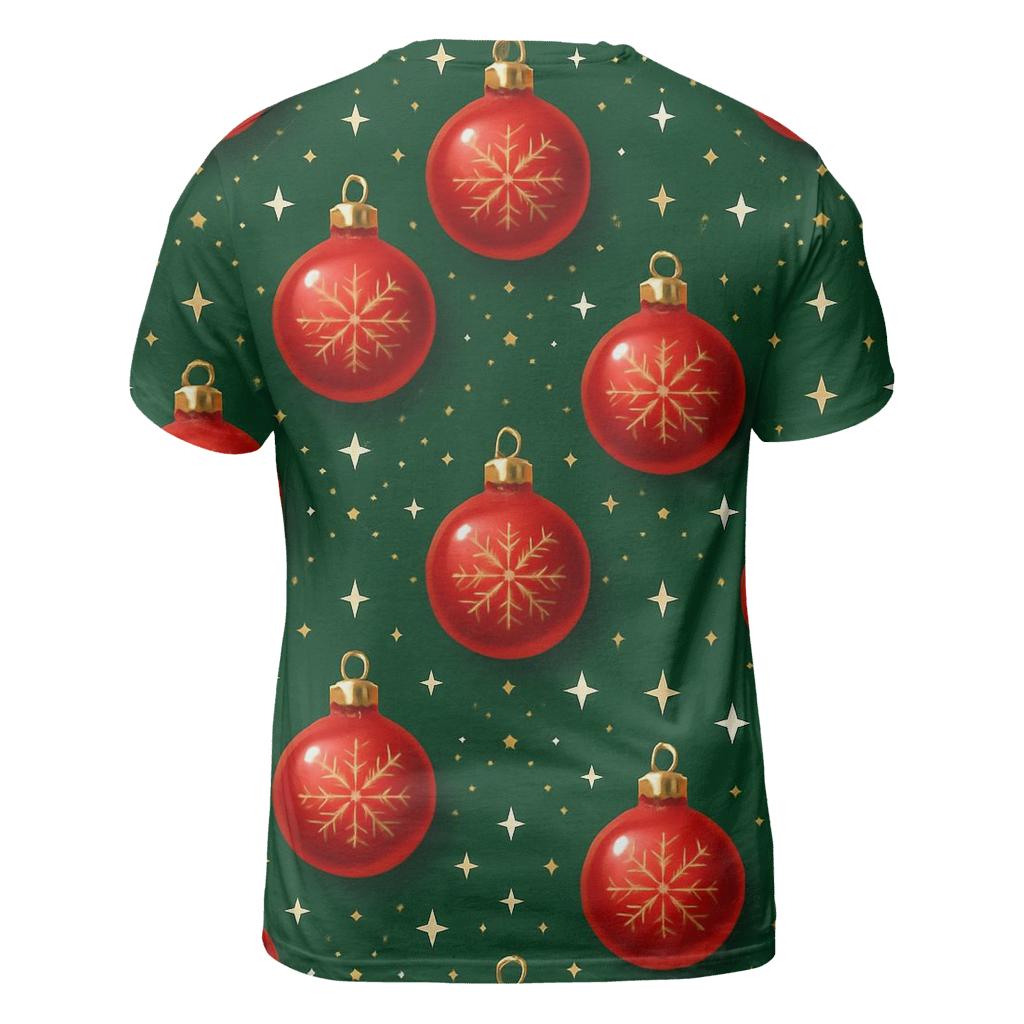 Crimson Christmas Ornament Lattice artistic all-over print tops