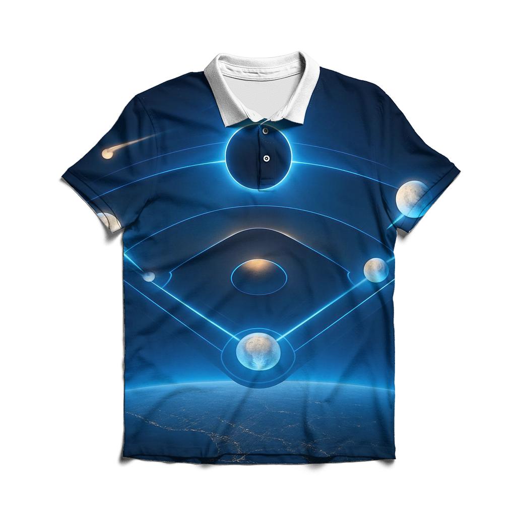 Orbiting Bases Under Blue Eclipse classic pique polos
