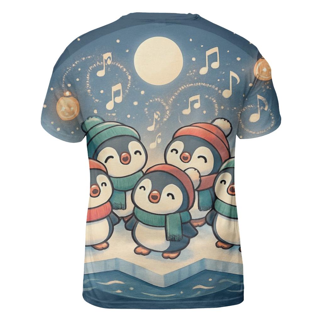 Penguin Carolers On Floating Ice Stage creative print fashion shirts
