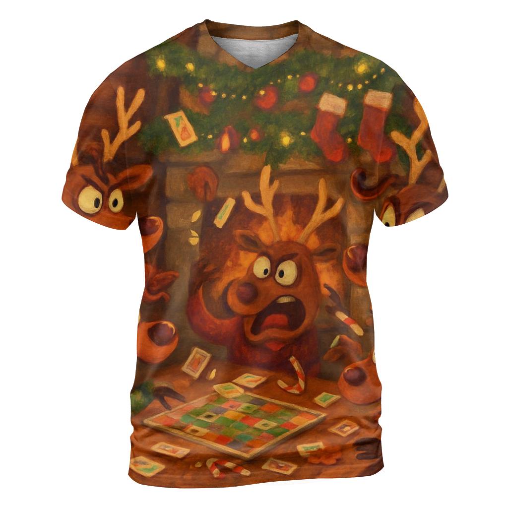 Reindeer Game Night Cabin Chaos designer pattern shirts