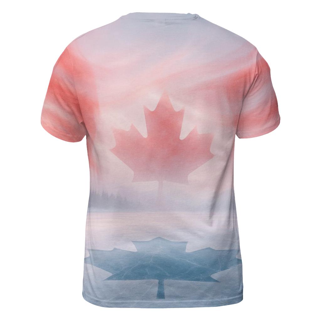 Canadian Flag Frozen Lake Double Exposure artistic all-over print tops