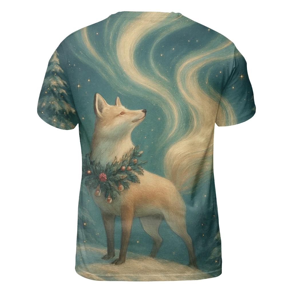 Aurora Fox In Christmas Forest statement graphic shirts