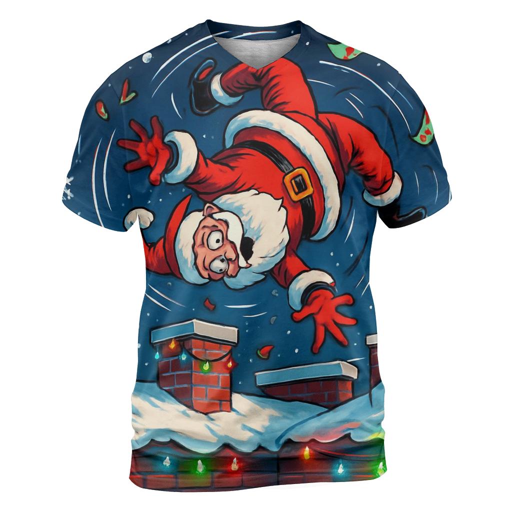 Santa Chimney Acrobatics creative print fashion shirts