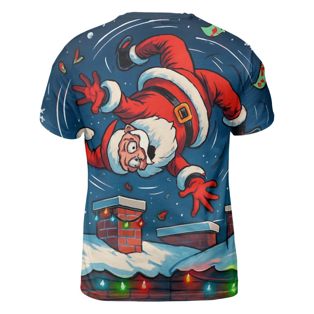 Santa Chimney Acrobatics creative print fashion shirts