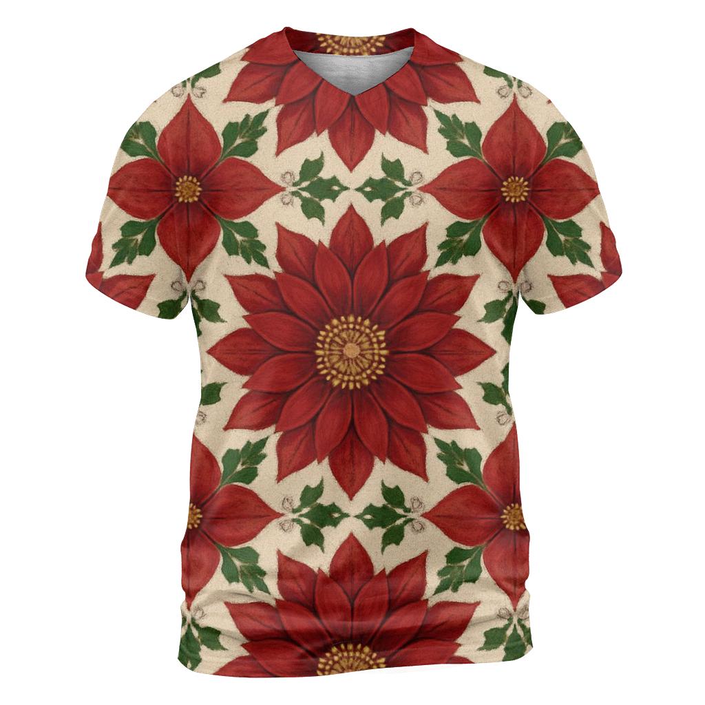 Poinsettia Mandala Tessellation unique graphic print tees