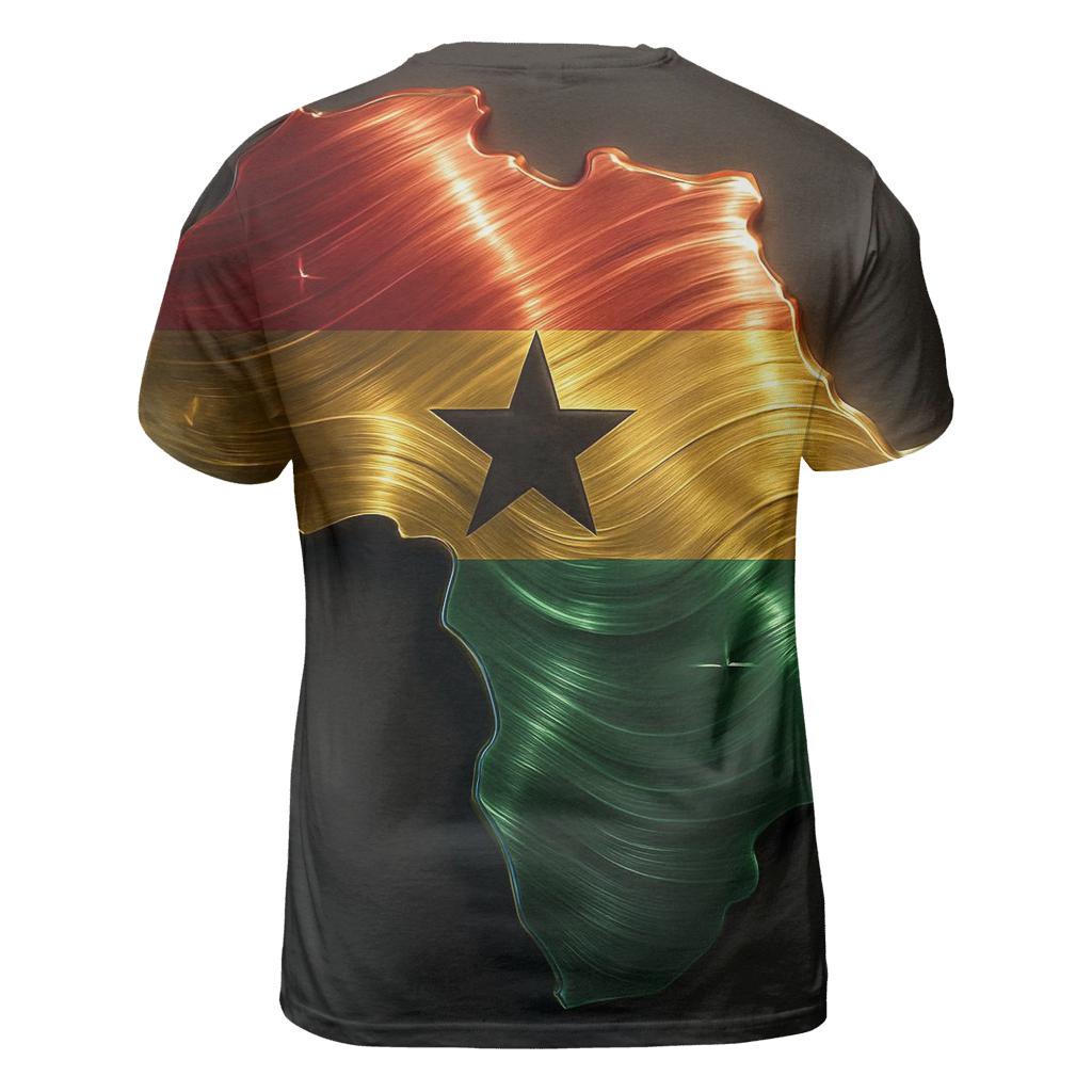 Ghanaian Flag Metallic Rhythm Map creative print fashion shirts