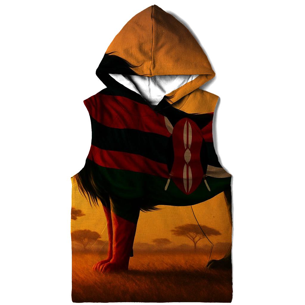 Kenyan Flag Savannah Lion Silhouette lightweight hoodies