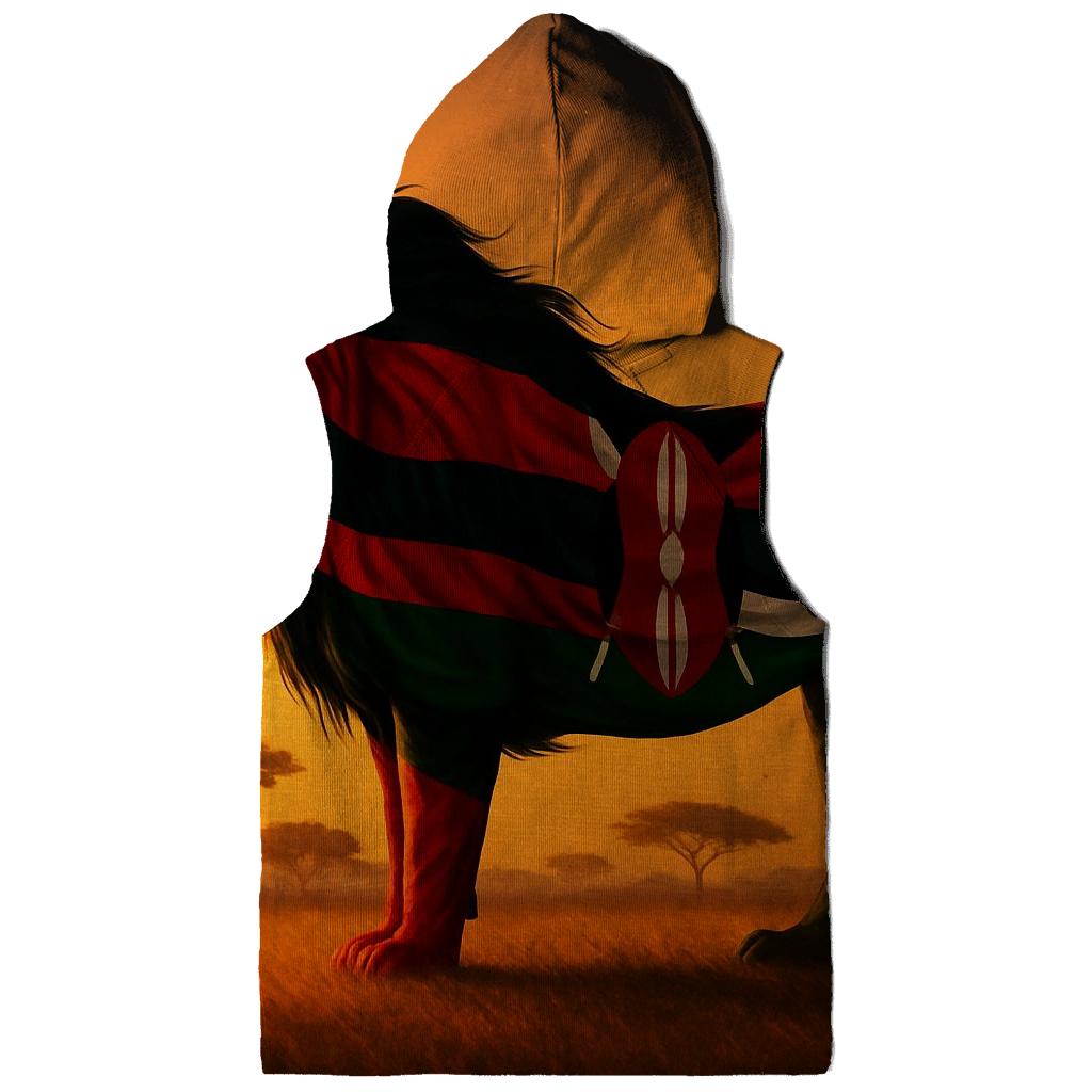 Kenyan Flag Savannah Lion Silhouette lightweight hoodies