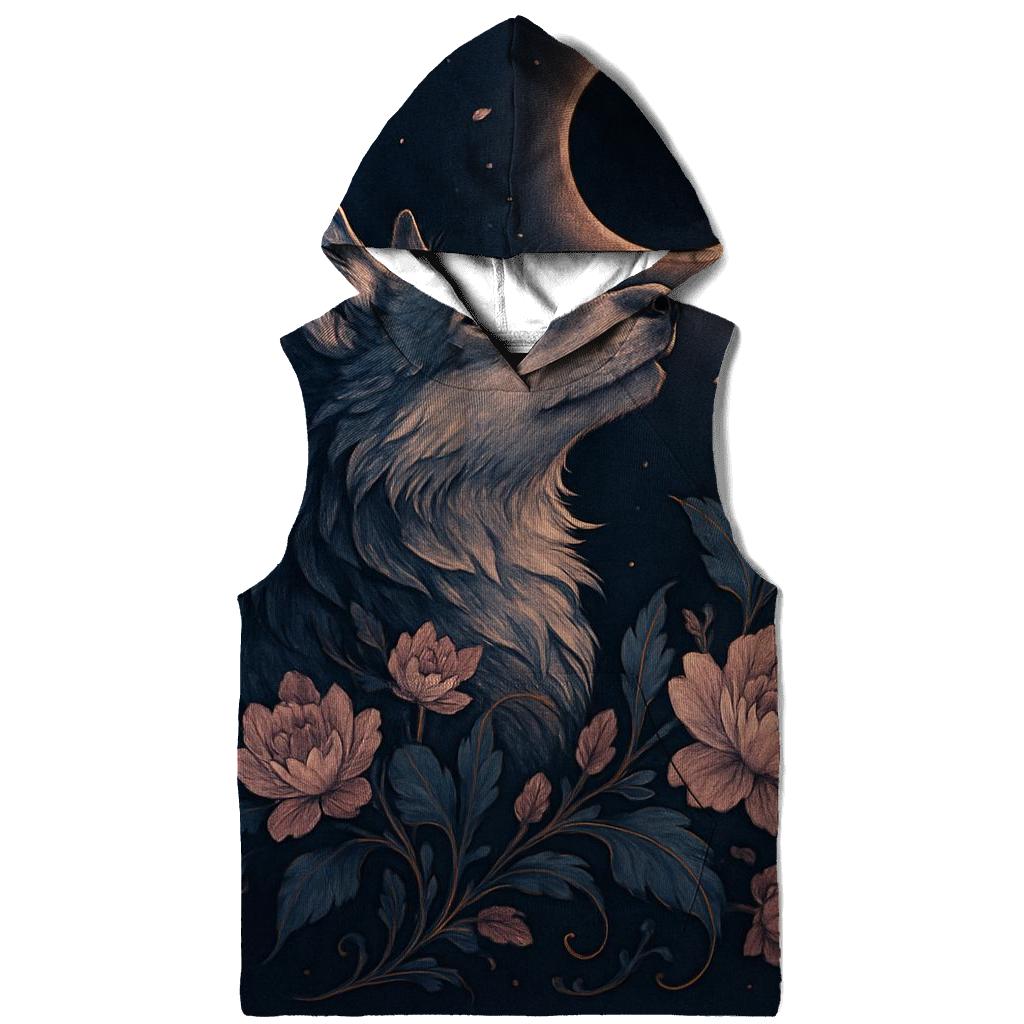 Floral Eclipse Moon Wolf pullover hoodies