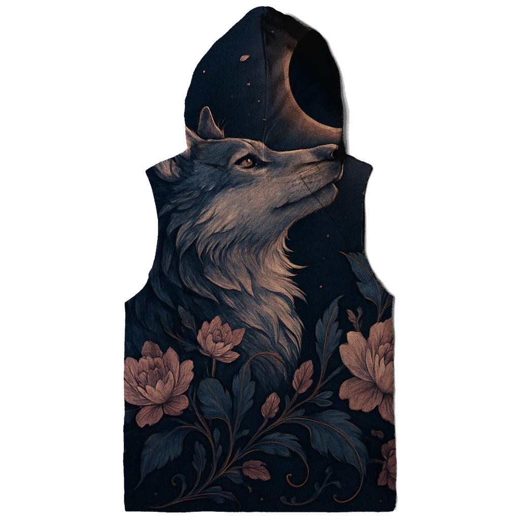 Floral Eclipse Moon Wolf pullover hoodies