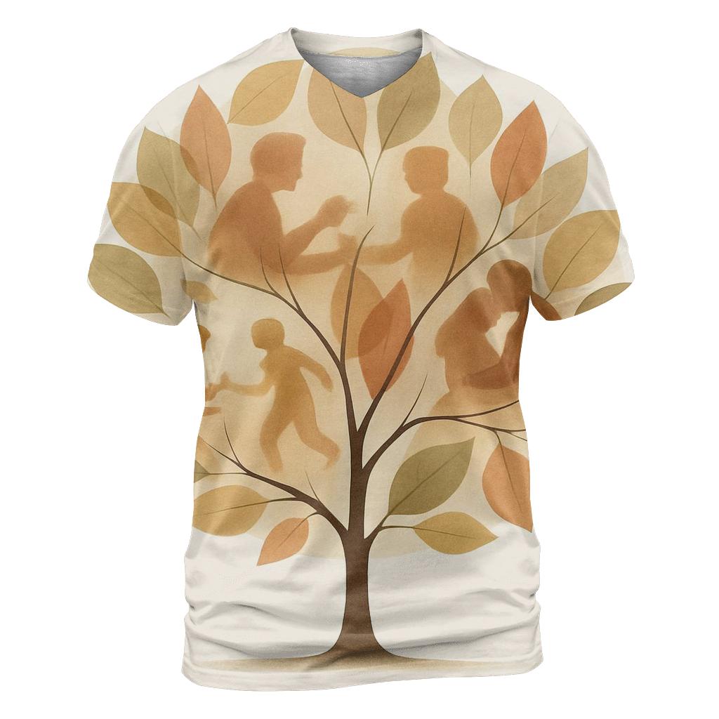 Grateful Leaves Family Tree artistic all-over print tops