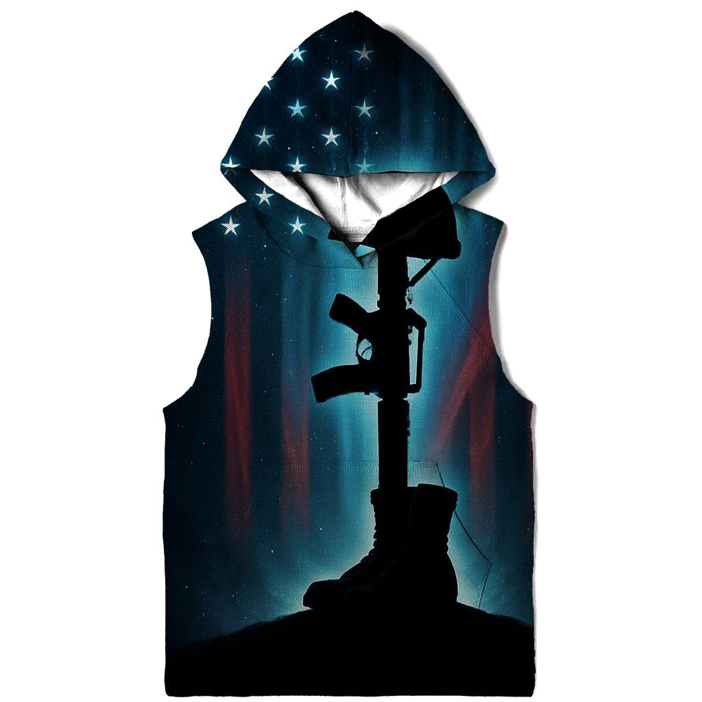 Stars Over The Battlefield Cross embroidered hoodies