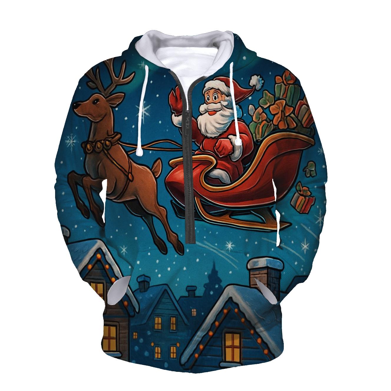 Midnight Sleigh Ride Skyline zip-up hoodies