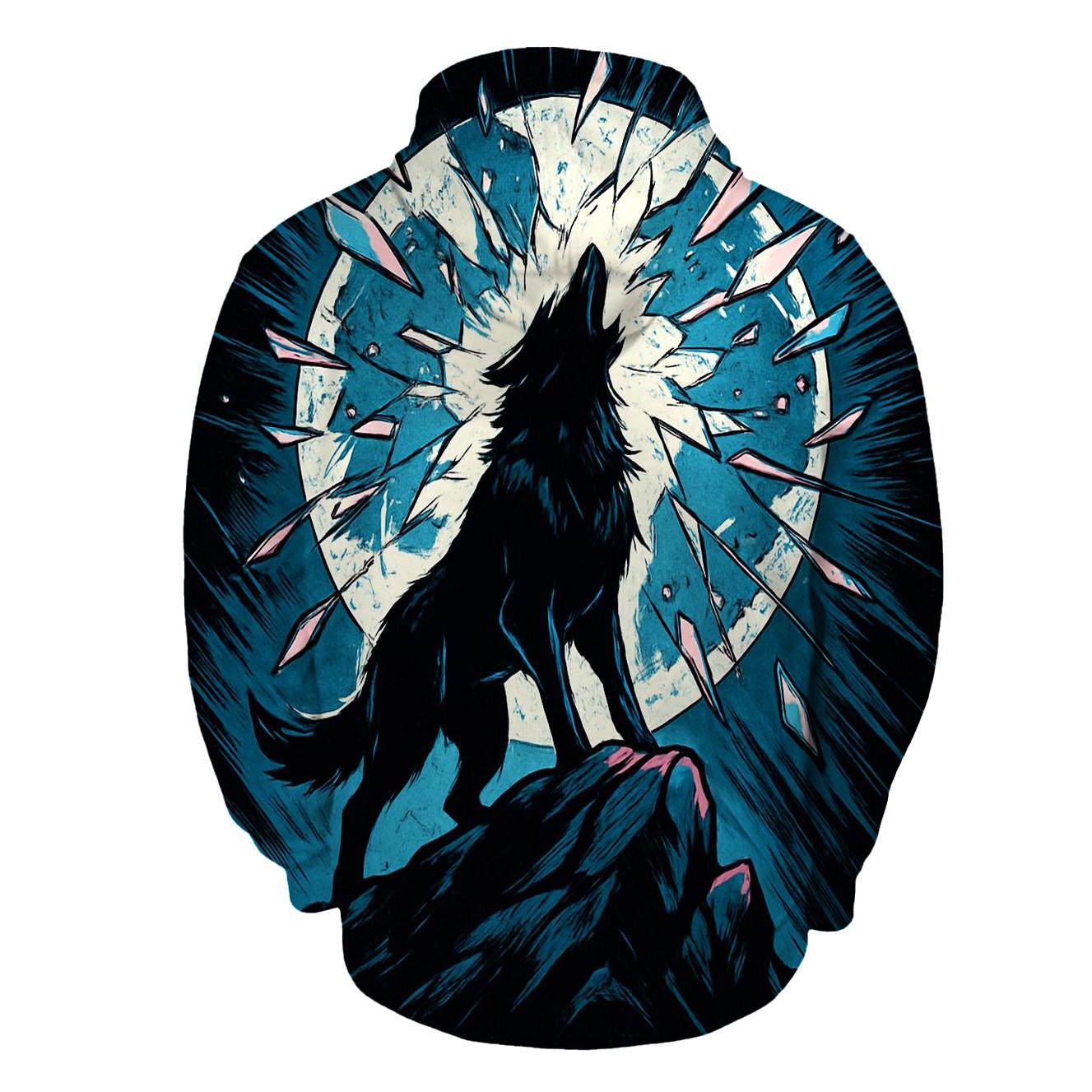 Shattered Moon Howl Wolf heavyweight hoodies