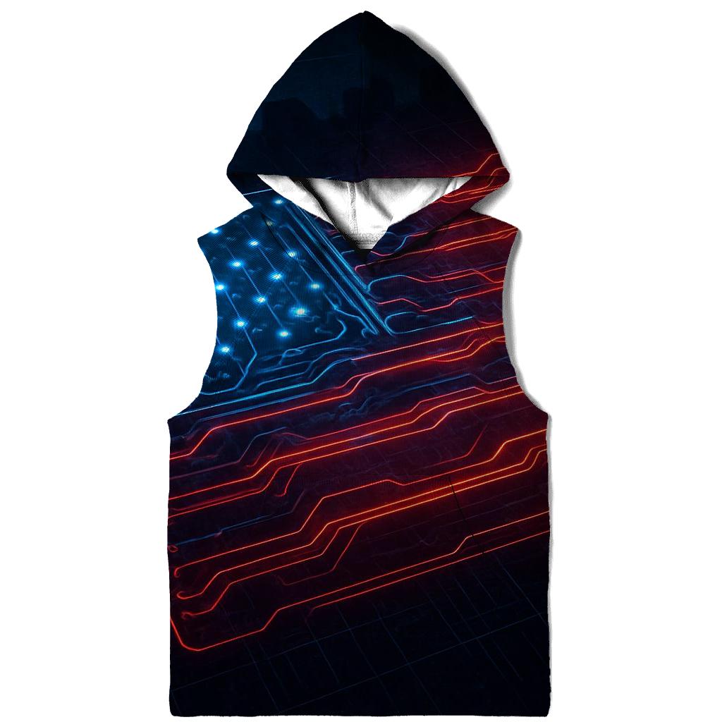 Neon Circuit Liberty Grid embroidered hoodies