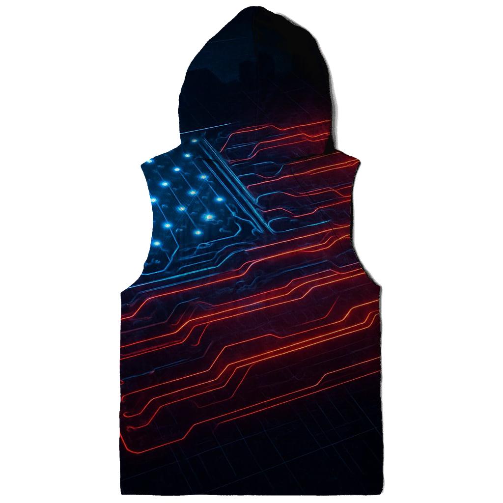 Neon Circuit Liberty Grid embroidered hoodies