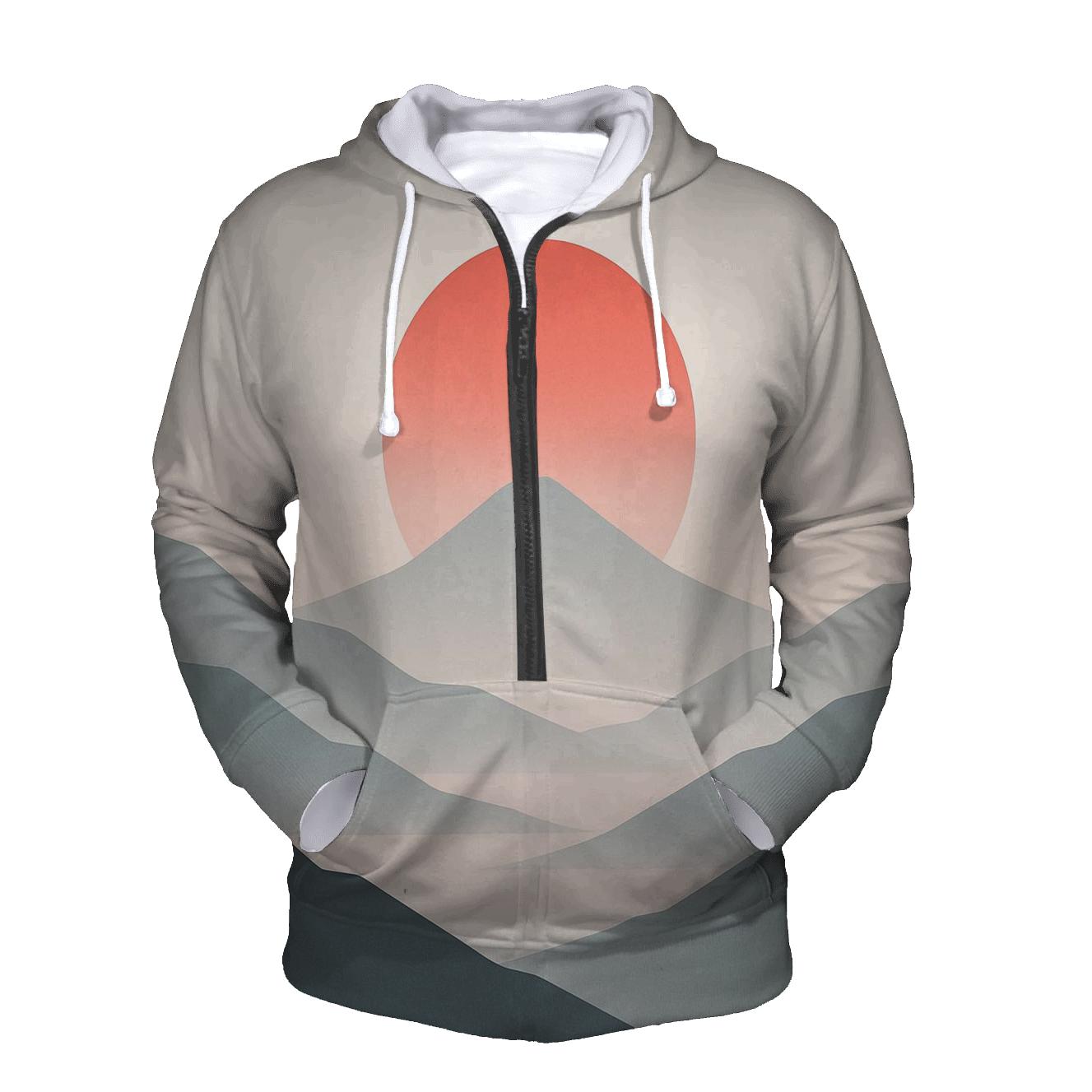 Japanese Flag Minimalist Mountain Dawn pullover hoodies