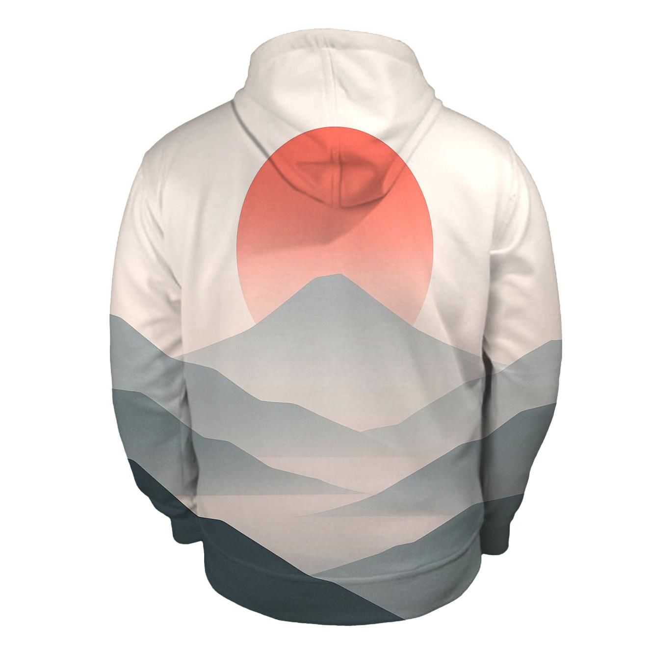 Japanese Flag Minimalist Mountain Dawn pullover hoodies