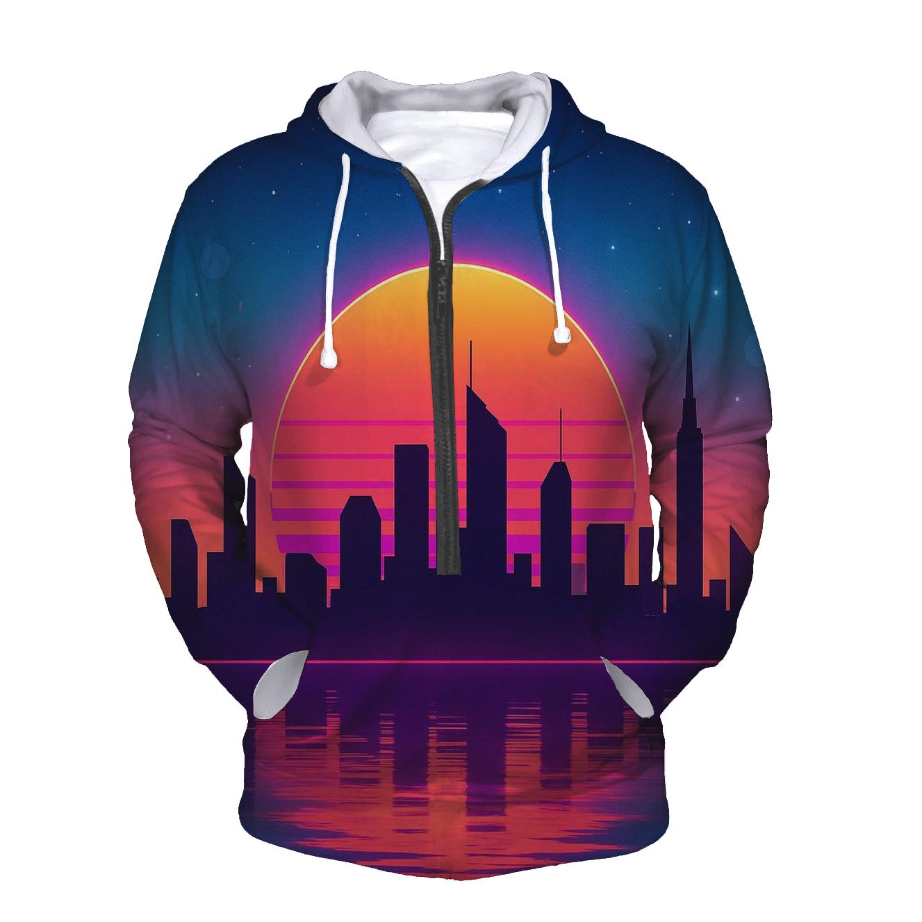 Neon Skyline Afterglow graphic hoodies