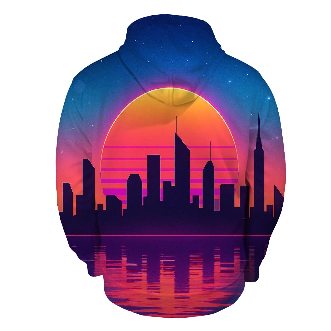 Neon Skyline Afterglow graphic hoodies