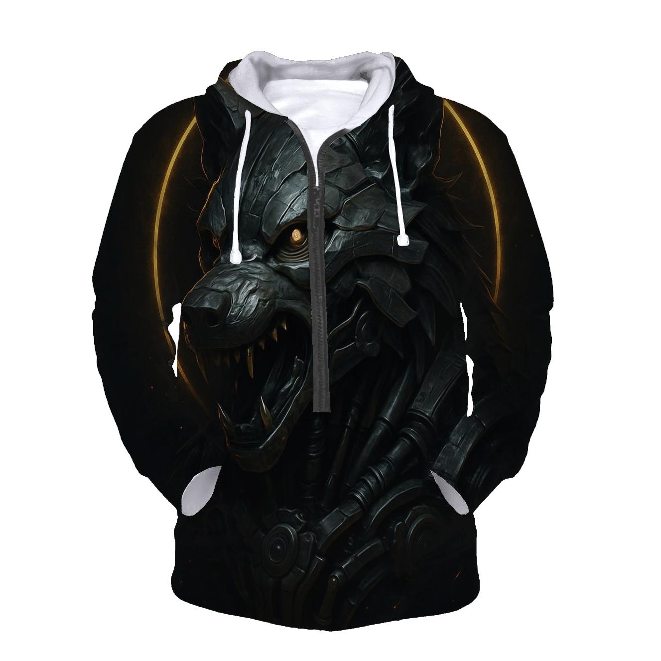 Mechanical Eclipse Wolf hoodies fashion