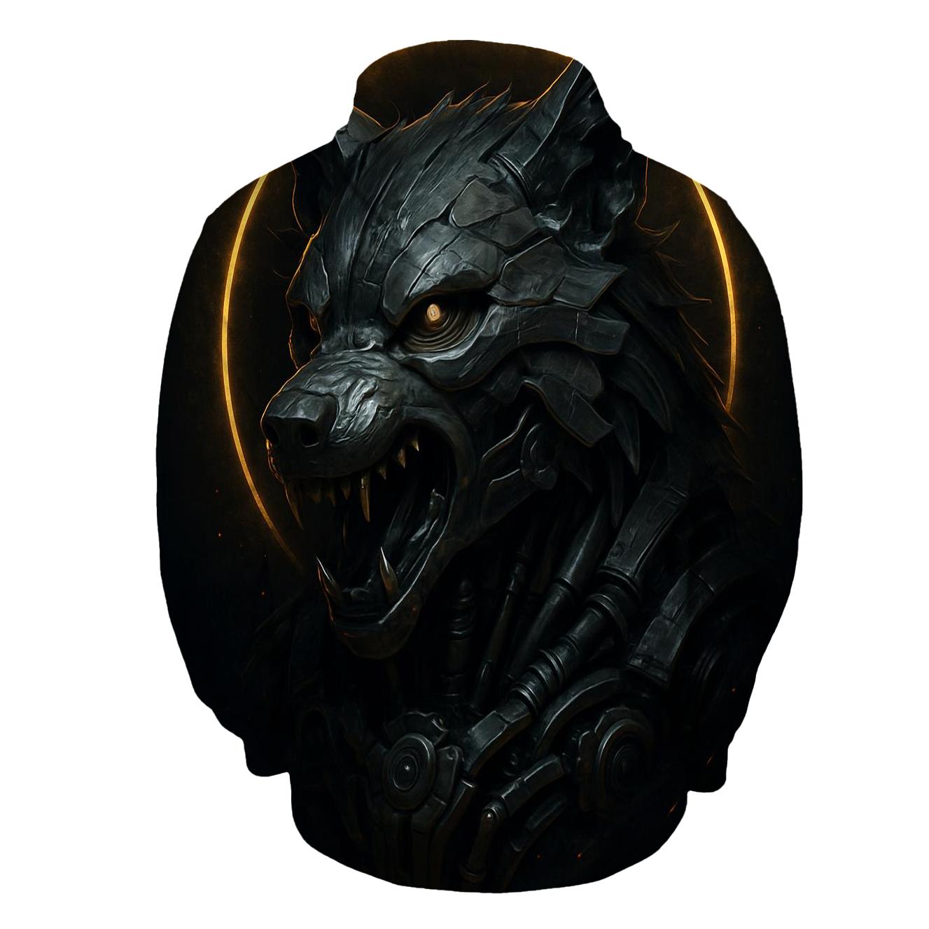 Mechanical Eclipse Wolf hoodies fashion