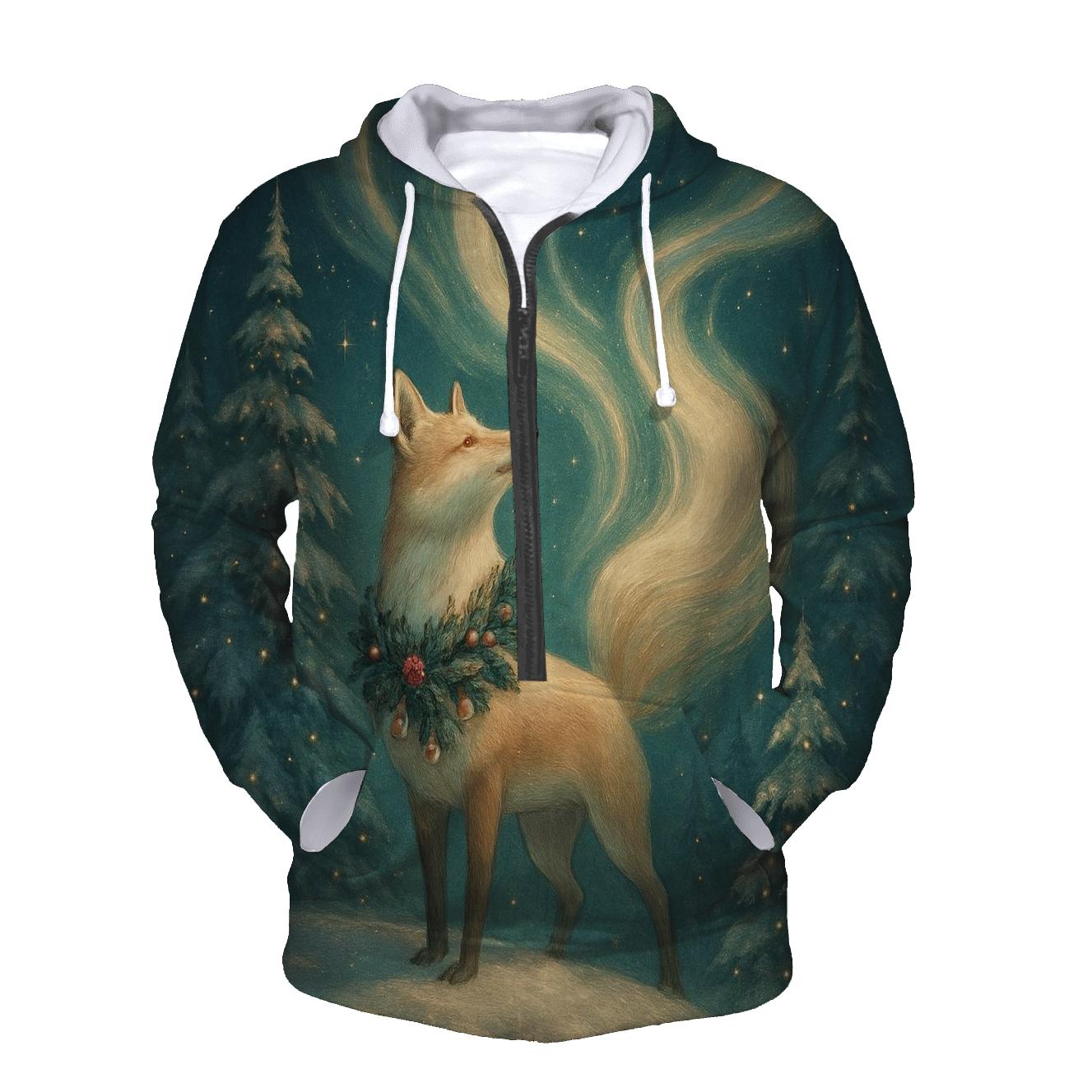 Aurora Fox In Christmas Forest hoodie designs