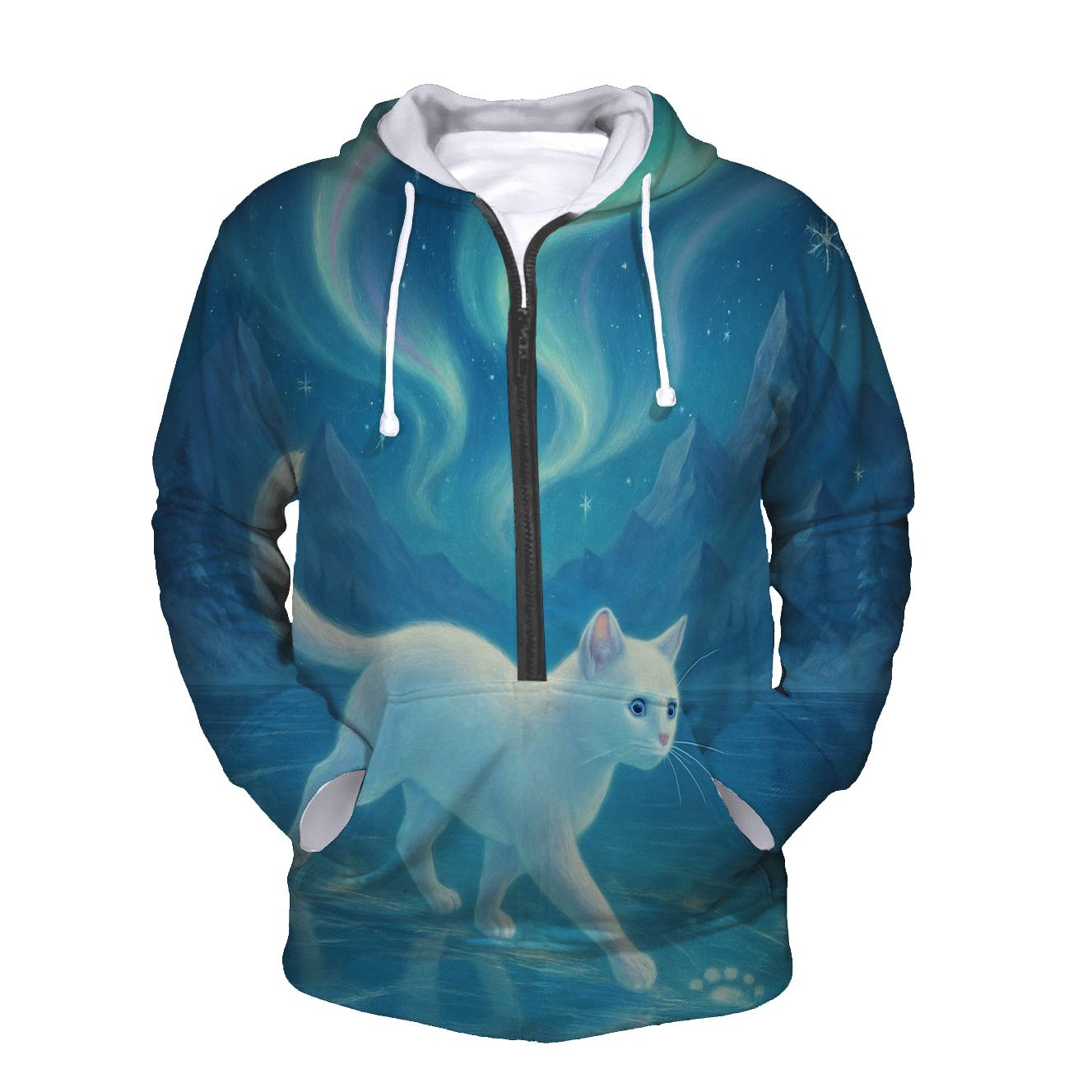 Aurora Ice Skater Snow Cat lightweight hoodies