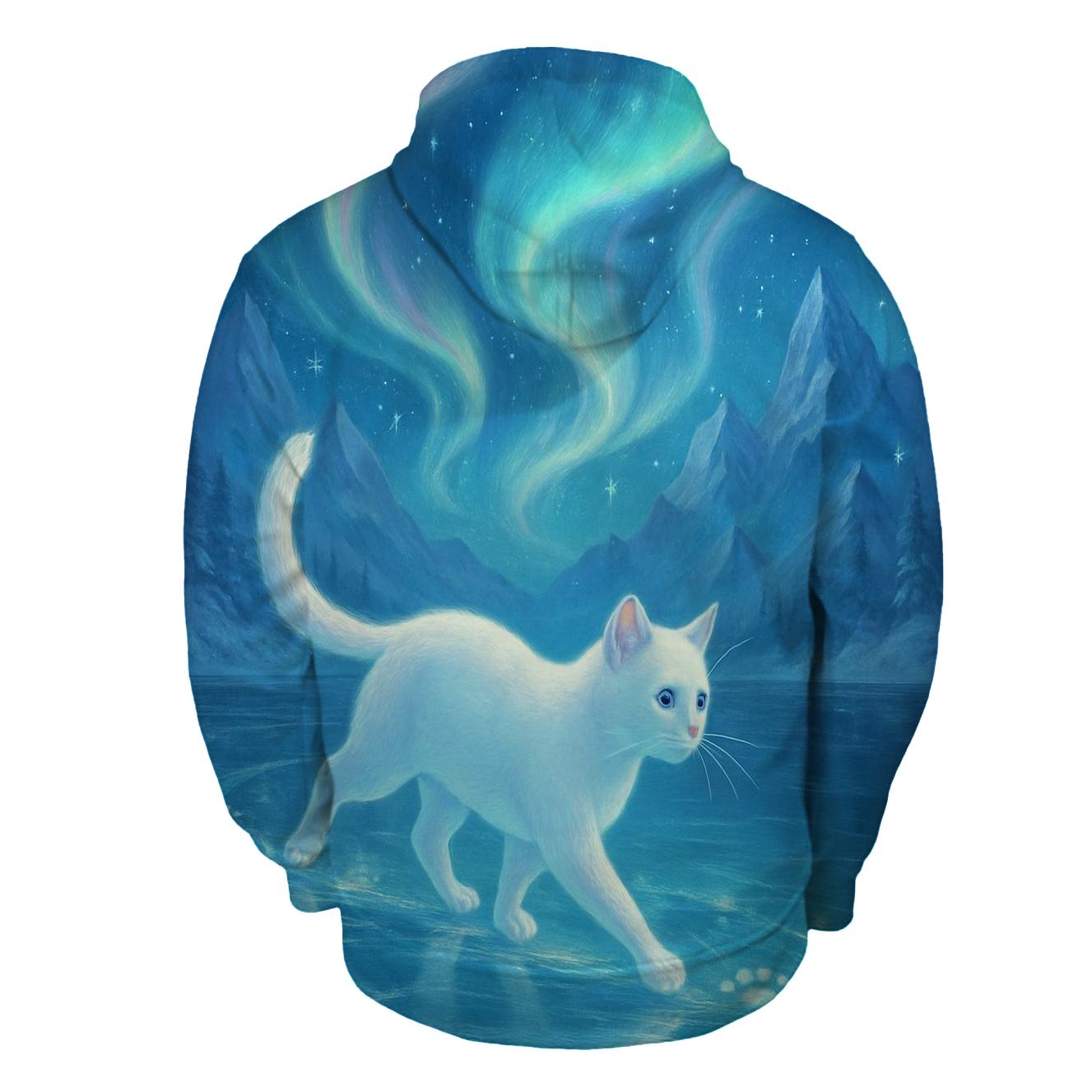 Aurora Ice Skater Snow Cat lightweight hoodies
