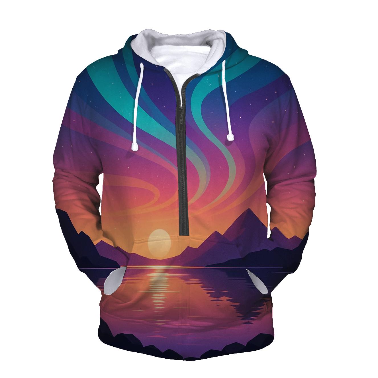 Aurora Sunset Over Crystal Lake pullover hoodies