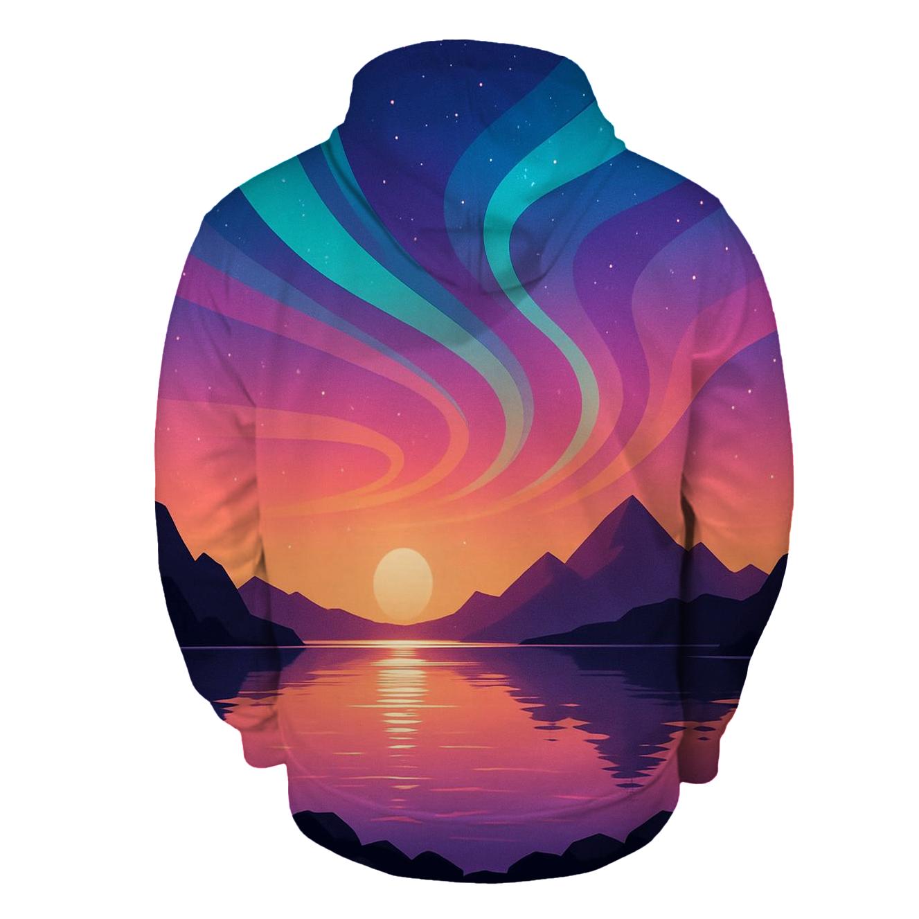 Aurora Sunset Over Crystal Lake pullover hoodies