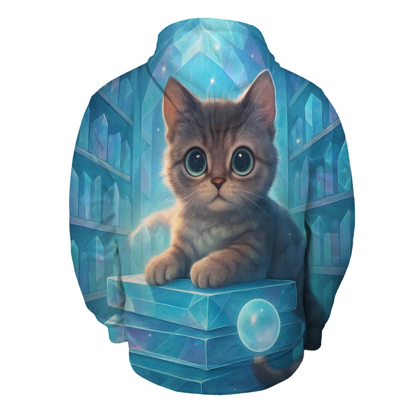 Crystal Library Scholar Cat zip-up hoodies
