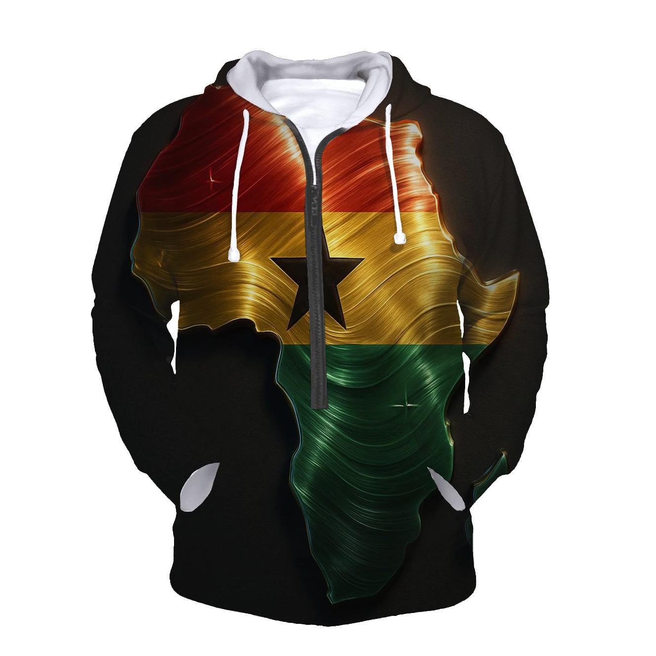 Ghanaian Flag Metallic Rhythm Map hoodie designs