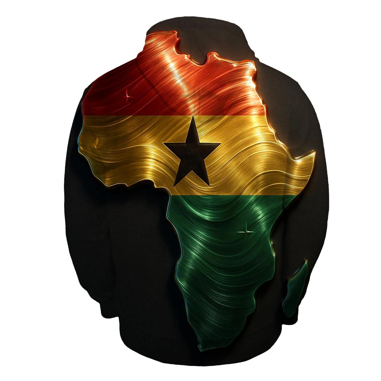 Ghanaian Flag Metallic Rhythm Map hoodie designs
