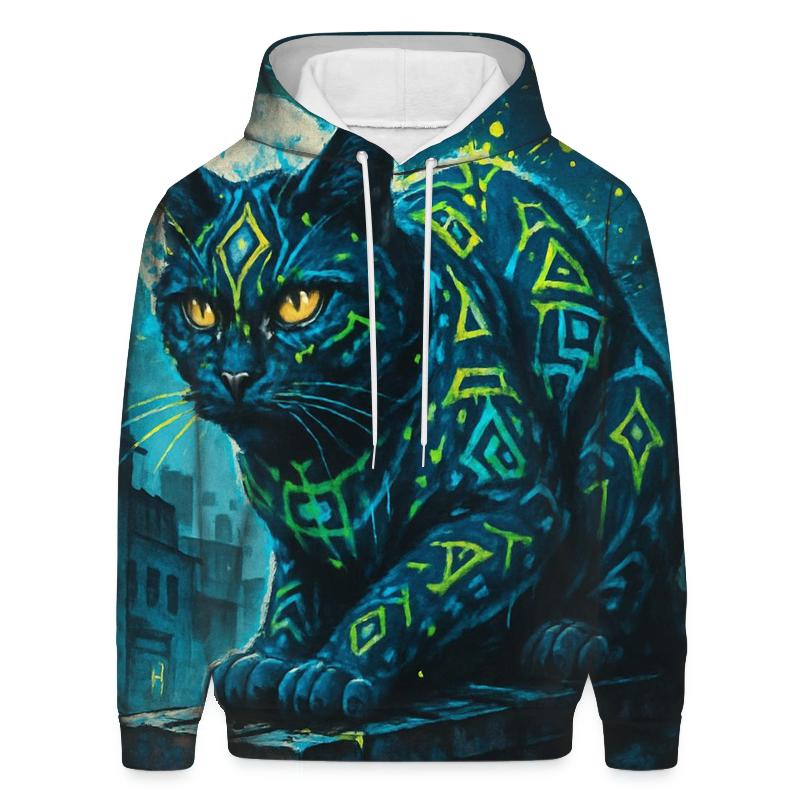Graffiti Temple Guardian Cat pullover hoodies