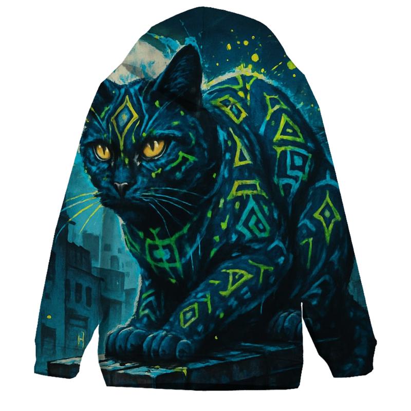 Graffiti Temple Guardian Cat pullover hoodies
