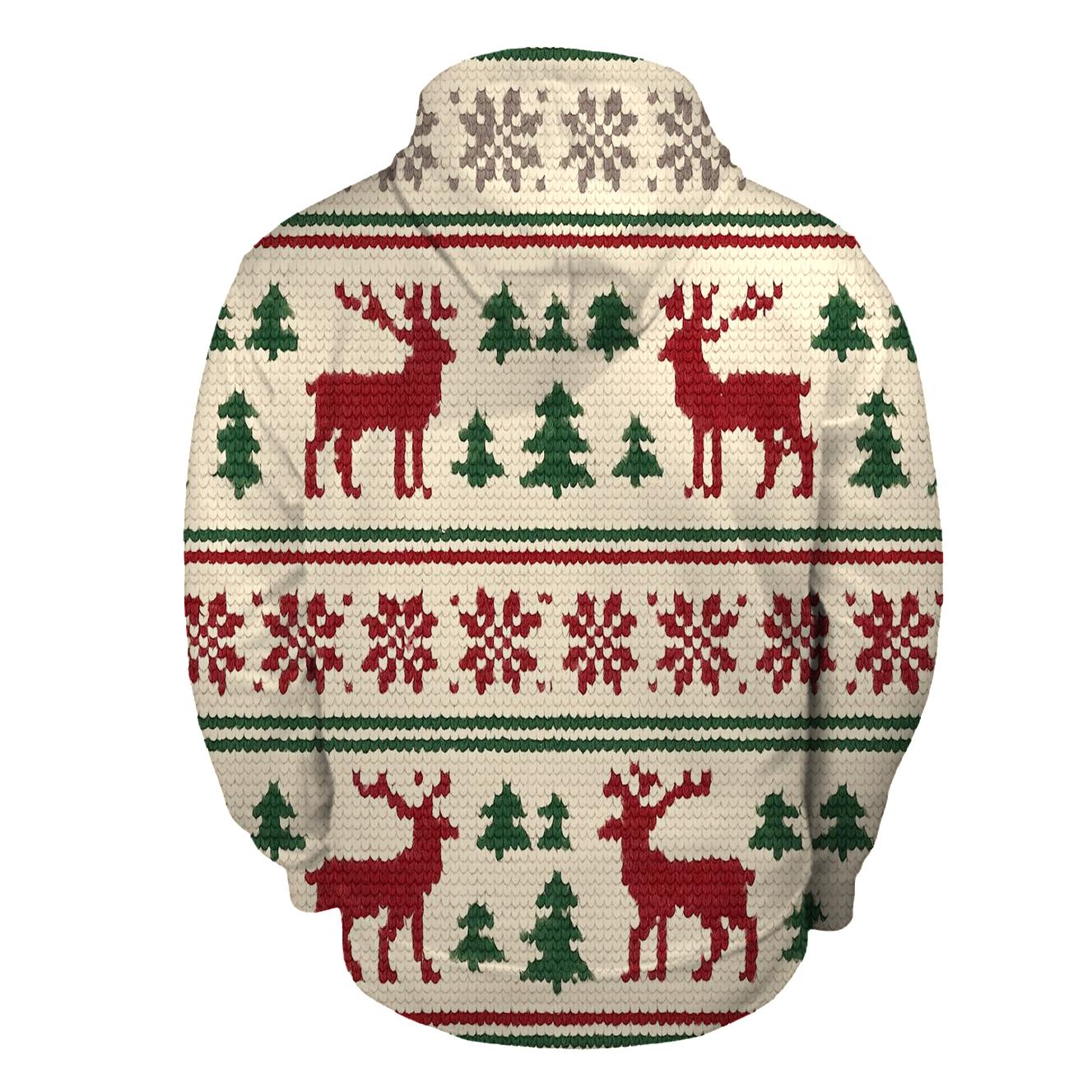 Nordic Reindeer Fair Isle Stripe lightweight hoodies
