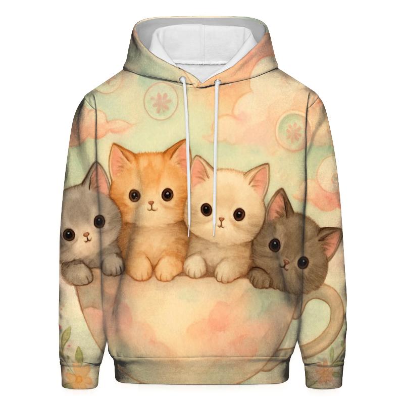 Pastel Dream Tea Party Kittens pullover hoodies