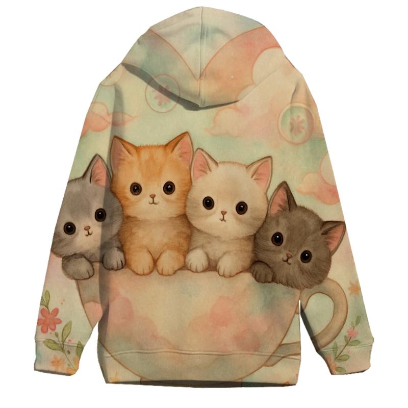 Pastel Dream Tea Party Kittens pullover hoodies