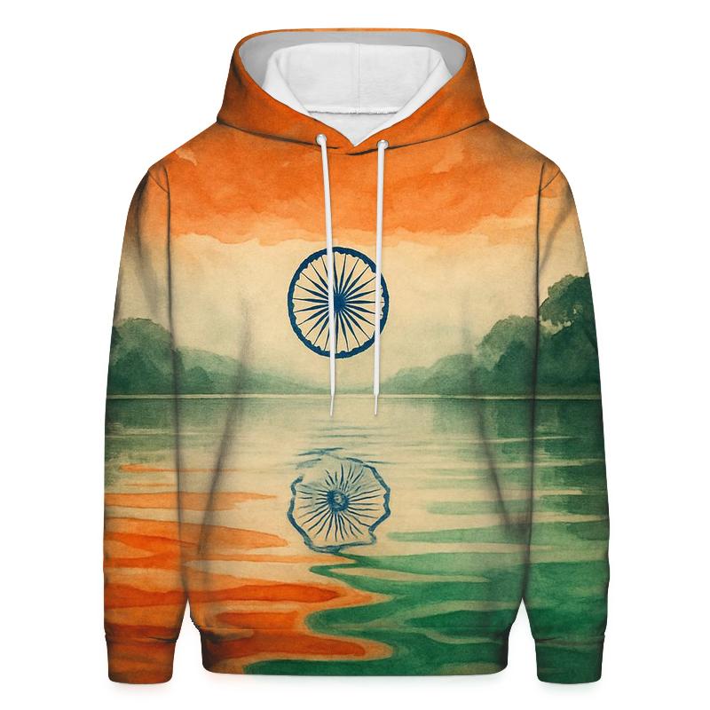 Indian Tricolor Monsoon River Reflection printed hoodies