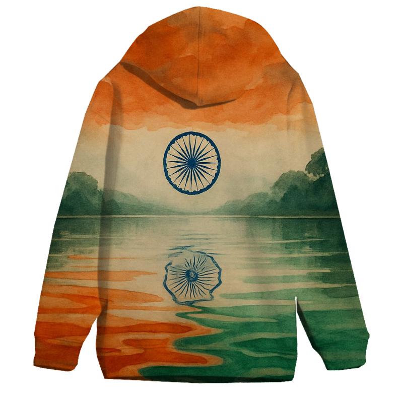 Indian Tricolor Monsoon River Reflection printed hoodies