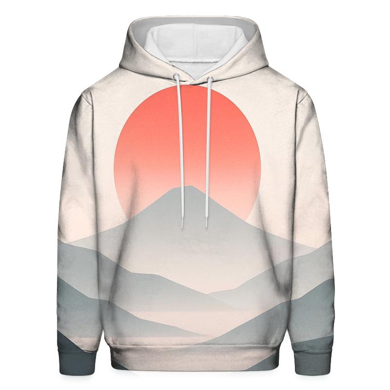 Japanese Flag Minimalist Mountain Dawn printed hoodies
