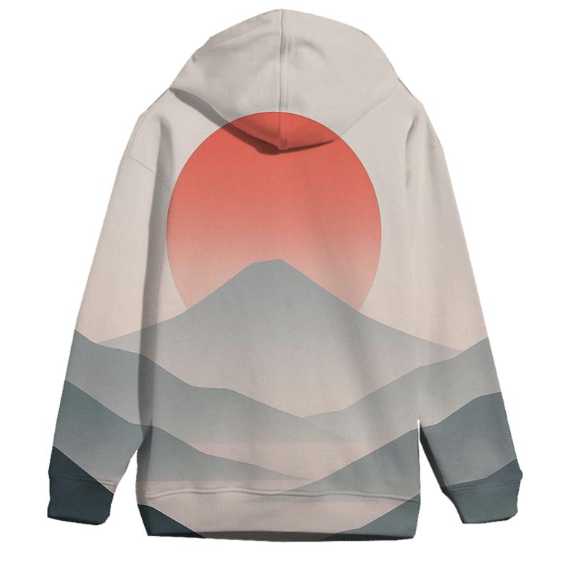 Japanese Flag Minimalist Mountain Dawn printed hoodies