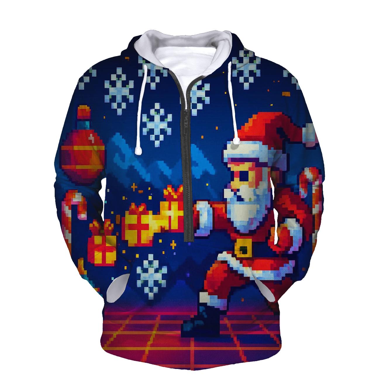 Retro Arcade Santa Battle designer hoodies