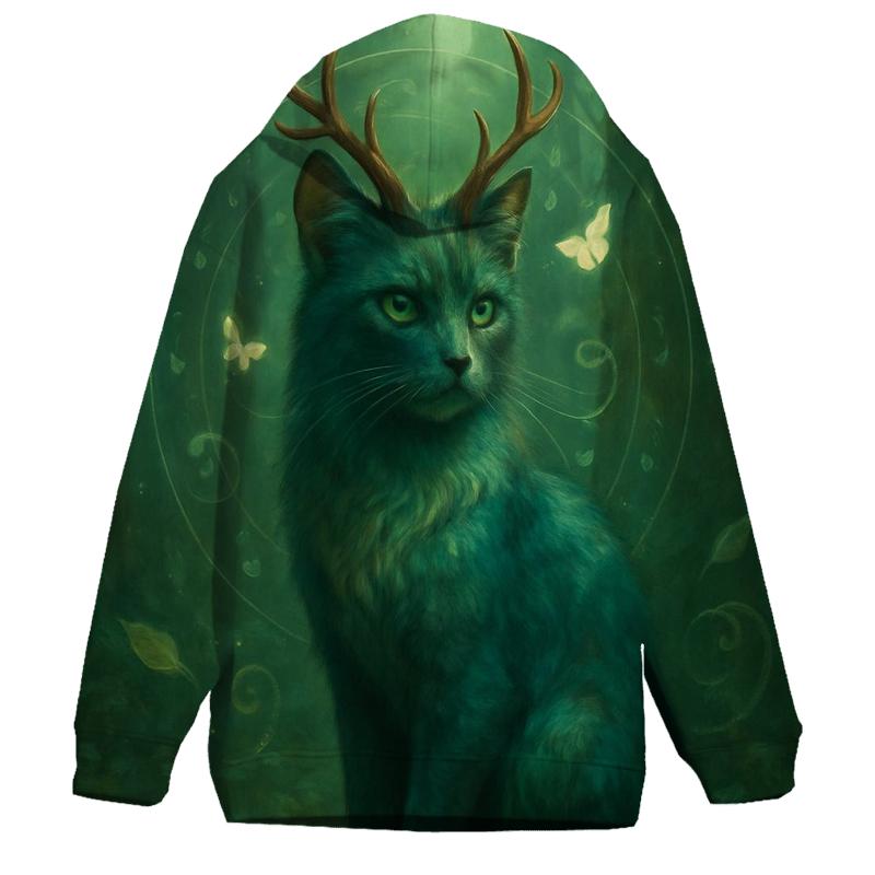 Forest Spirit Antlered Cat hoodies fashion